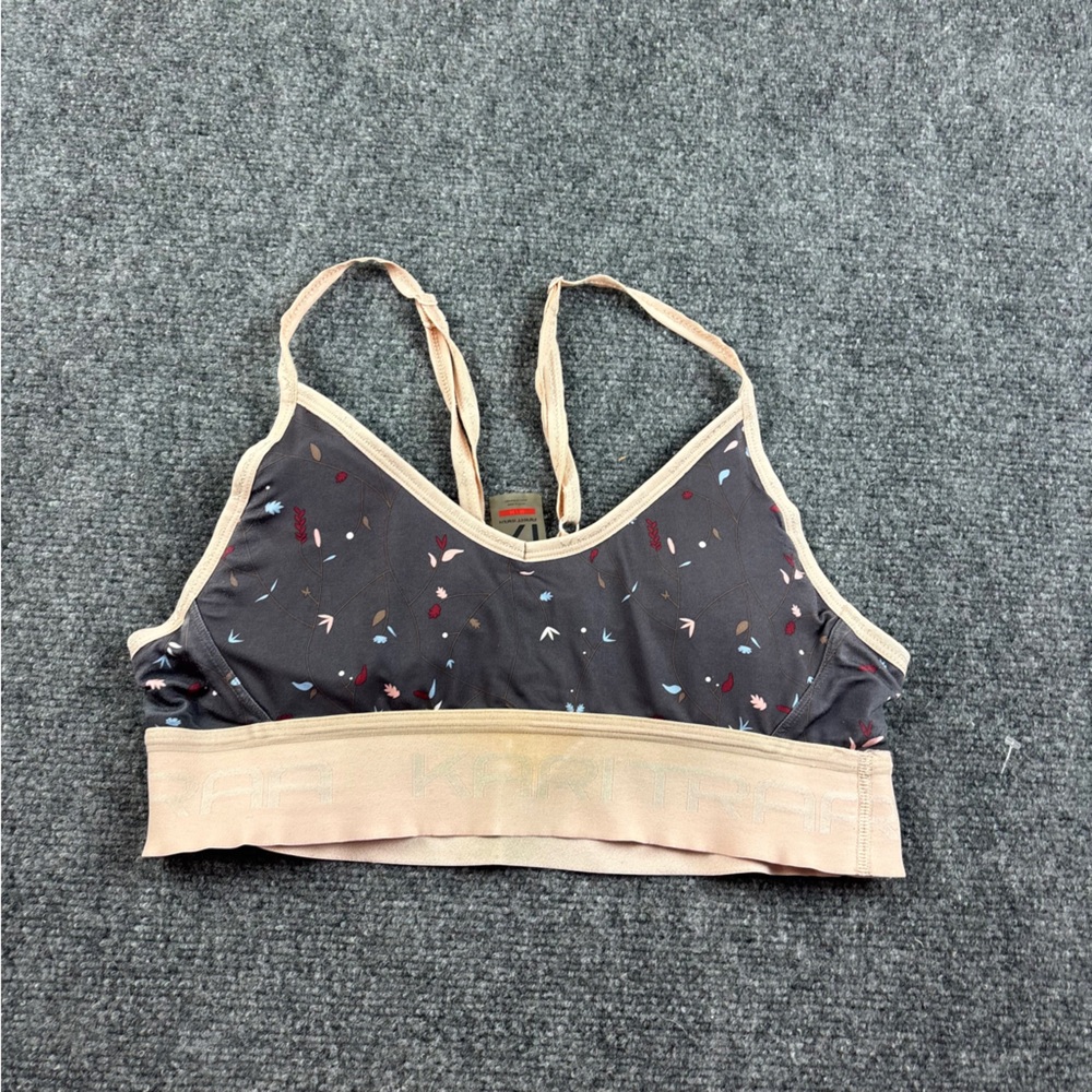 KARI TRAA Women’s Grey/Pink Floral Sports Bra size: Medium